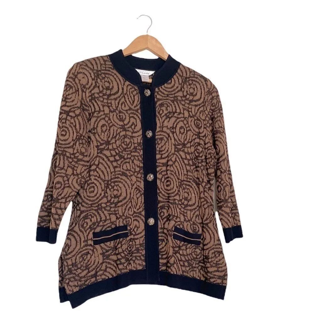 Exclusively Misook Black and Brown Cardigan Size Small